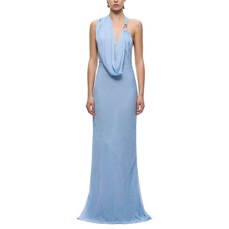Misha Womens The Cascada Draped Dress, Blue